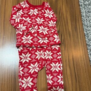 Hanna Andersson Red and White Snowflake wiggle set, scandi snowflake 18-24